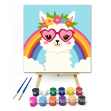 Creative Land Kft Napszemüveges lámácska - gyerek számfestő készlet – 40×40 cm (Keret nélkül) kreatív és készségfejlesztő