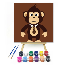 Creative Land Kft Nyakkendős makimajom - gyerek számfestő készlet – 40×40 cm (Keret nélkül) kreatív és készségfejlesztő