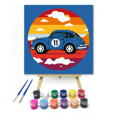 Creative Land Kft Régies versenyautó - gyerek számfestő készlet – 40×40 cm (Keretre feszítve) kreatív és készségfejlesztő