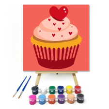 Creative Land Kft Szivecskés muffin - gyerek számfestő készlet – 50×50 cm (Keretre feszítve) kreatív és készségfejlesztő