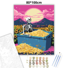 Creative Land Kft Szürreális csontváz pihenő - számfestő készlet – 80×100 cm (Keret nélkül) kreatív és készségfejlesztő