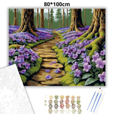 Creative Land Kft Tavaszi ibolyatenger - számfestő készlet – 80×100 cm (Keret nélkül) kreatív és készségfejlesztő