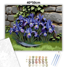 Creative Land Kft Tavaszi íriszek a kőfalnál - számfestő készlet kreatív és készségfejlesztő