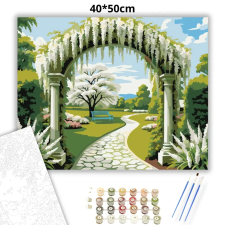 Creative Land Kft Tavaszi kerti boltív - számfestő készlet – 40×50 cm (Keretre feszítve) kreatív és készségfejlesztő