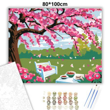 Creative Land Kft Tavaszi kerti pihenő - számfestő készlet – 80×100 cm (Keret nélkül) kreatív és készségfejlesztő