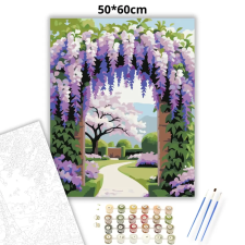 Creative Land Kft Tavaszi lilaakácos boltív - számfestő készlet – 50×60 cm (Keret nélkül) kreatív és készségfejlesztő