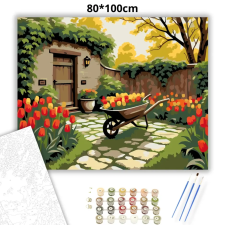 Creative Land Kft Tulipános kiskert - számfestő készlet – 80×100 cm (Keret nélkül) kreatív és készségfejlesztő