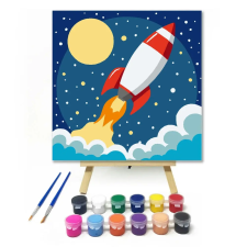 Creative Land Kft Űrrakéta útja - gyerek számfestő készlet – 20×20 cm (Keretre feszítve) kreatív és készségfejlesztő