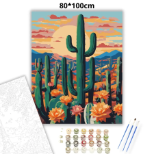 Creative Land Kft Virágzó kaktuszmező - számfestő készlet – 80×100 cm (Keret nélkül) kreatív és készségfejlesztő