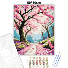 Creative Land Kft Virágzó szilvafák - számfestő készlet – 50×60 cm (Keretre feszítve) kreatív és készségfejlesztő