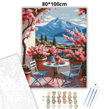 Creative Land Kft Virágzó terasz nyugalma - számfestő készlet – 80×100 cm (Keretre feszítve) kreatív és készségfejlesztő