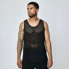  Crocheted Black Vest - fekete horgolt trikó - Méret: XXL