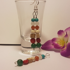  Csakra ásvány fülbevaló és medál. 7 cm-es ékszer szett