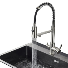  Csaptelep, kihúzható spray, kettős fogantyú, nikkel csaptelep