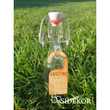  Csatos pálinkás üveg (üresen) kis fa akasztóval pálinka