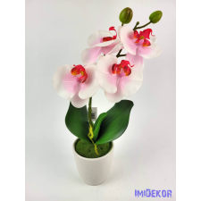 Cserepes gumi orchidea 39 cm - Fehér-Rózsaszín dekoráció