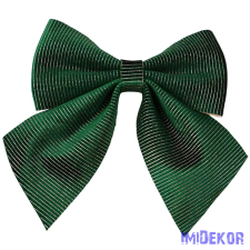  Csíkos bársony masni, 20 x 24cm - Sötétzöld dekorációs kellék