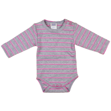  Csíkos pamut vállonpattentos baba body szürke kombidressz, body