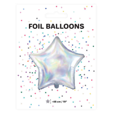 Csillag alakú gyöngyház fólia lufi, 19"/48cm party kellék