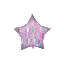 Csillag Happy Birthday Purple Star fólia lufi 46 cm party kellék