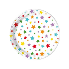 Csillagos 8db-os papírtányér szett 23cm-es party kellék