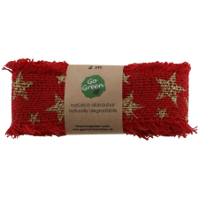  Csillagos szalag pamutból 2 m piros karácsonyi dekoráció