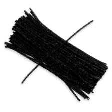  Csillámos zsenília drót - fekete 100db/cs dekorációs kellék