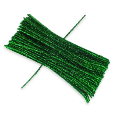  Csillámos zsenília drót - zöld 100db/cs dekorációs kellék