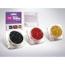 Csillámpor szett 3 x 2,5 ml Fekete, Piros, Arany csillámtetoválás
