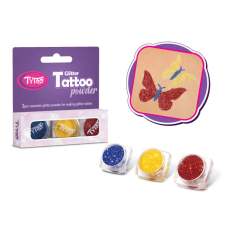 Csillámpor szett 3 x 2,5 ml Tengerkék, Citromsárga, Piros csillámtetoválás