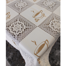  Csipkés viaszos vászon méterben 140cm széles Krém Cappucino lakástextília