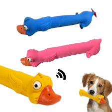 Csipogó latex játék kutyák részére -hosszúkás kacsa - Rózsaszín játék kutyáknak