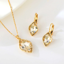 Csodaszép rombusz ékszerszett pezsgőszínű Swarovski kristályokkal (0431.) ékszer szett