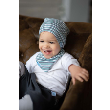  Csomós sapka, 3csík, kék-fehér-szürke babasapka, sál