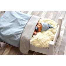  Csomós sapka, csík, világoskék-szürke babasapka, sál