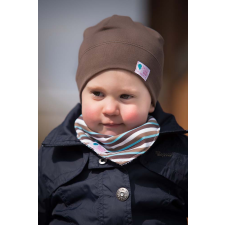  Csomós sapka, egyszínű, barna babasapka, sál