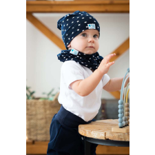  Csomós sapka kétrétegű, csillag, kék babasapka, sál