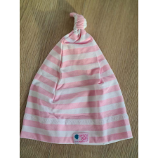  Csomós sapka kétrétegű, vastagcsík, rózsaszín-fehér babasapka, sál