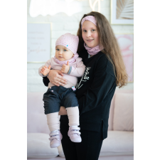  Csősál, háromszög, rózsaszín babasapka, sál