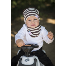  Csősapka, csík, sötétbarna-fehér babasapka, sál