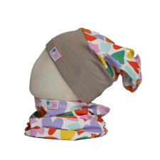  Csősapka, szívek, színes babasapka, sál