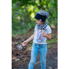  Csősapka, vastagcsík, fekete-fehér babasapka, sál