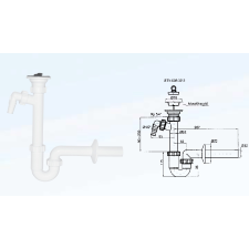  Csőszifon 32mm átmérővel, mosógép csatlakozóval, leeresztővel (Csőszifon 32mm átmérővel, mosógép) beépíthető gépek kiegészítői