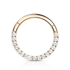Csuklós karika titánból 8mm, kősorral (rosegold, crystal kővel) testékszer