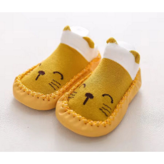  Csúszásgátlós babacipő, puha talpú babazokni - cicás-12 cm