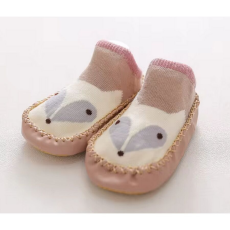  Csúszásgátlós babacipő, puha talpú babazokni - Fehér egérke-14 cm