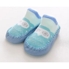  Csúszásgátlós babacipő, puha talpú babazokni - Kék bagoly-12 cm