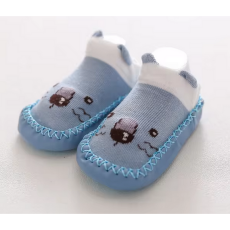  Csúszásgátlós babacipő, puha talpú babazokni - Kék egér-13 cm