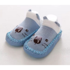  Csúszásgátlós babacipő, puha talpú babazokni - Kék egér-14 cm