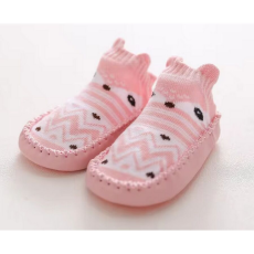  Csúszásgátlós babacipő, puha talpú babazokni - Rózsaszín róka-14 cm